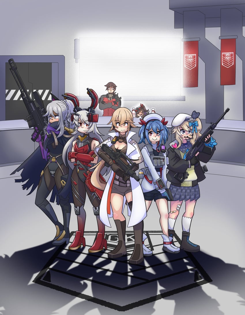 commander, ots-14, groza, colphne, vepley, and 3 more (girls' frontline and 2 more) drawn by serjatronic