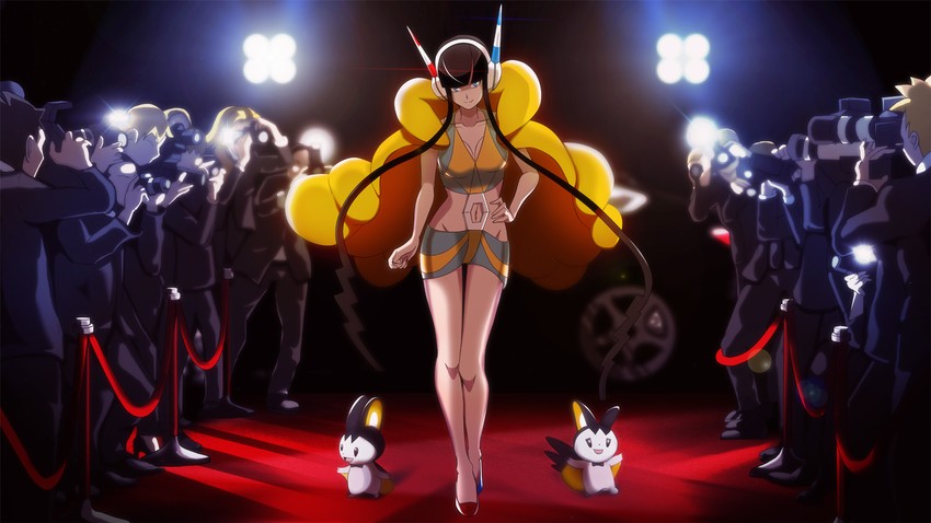 elesa and emolga (pokemon and 1 more) drawn by vivivoovoo
