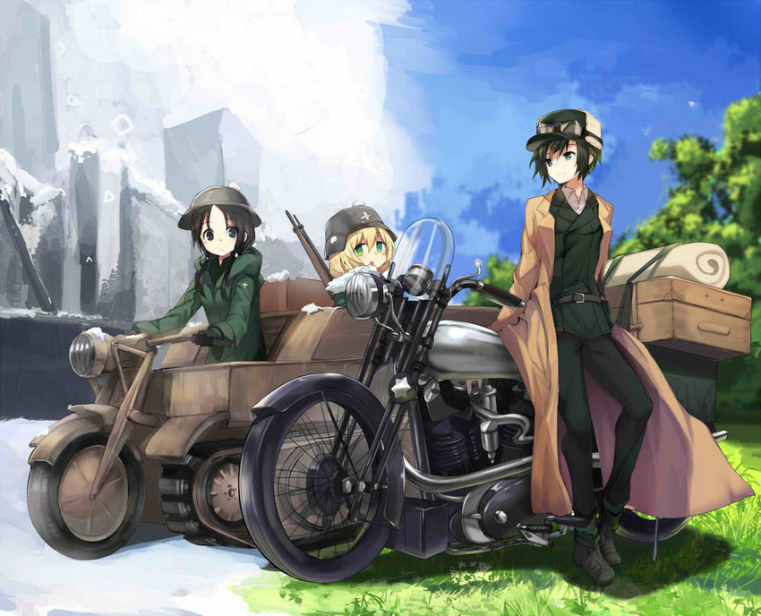 kino, chito, yuuri, and hermes (shoujo shuumatsu ryokou and 1 more) drawn by yoshizawa_tsubaki