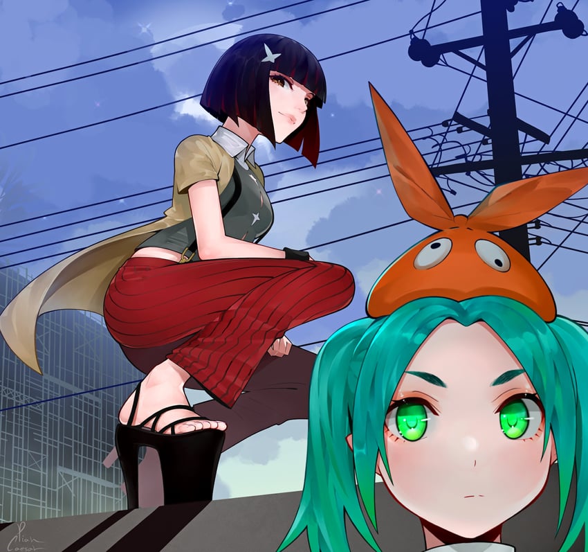 ononoki yotsugi and kagenui yozuru (monogatari and 1 more) drawn by piancaesar