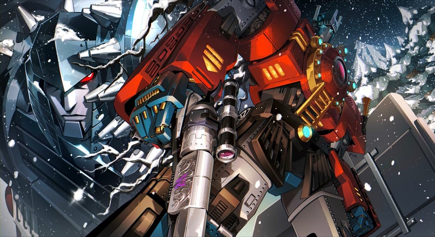 optimus prime and megatron (transformers and 1 more) drawn by seafood_pie