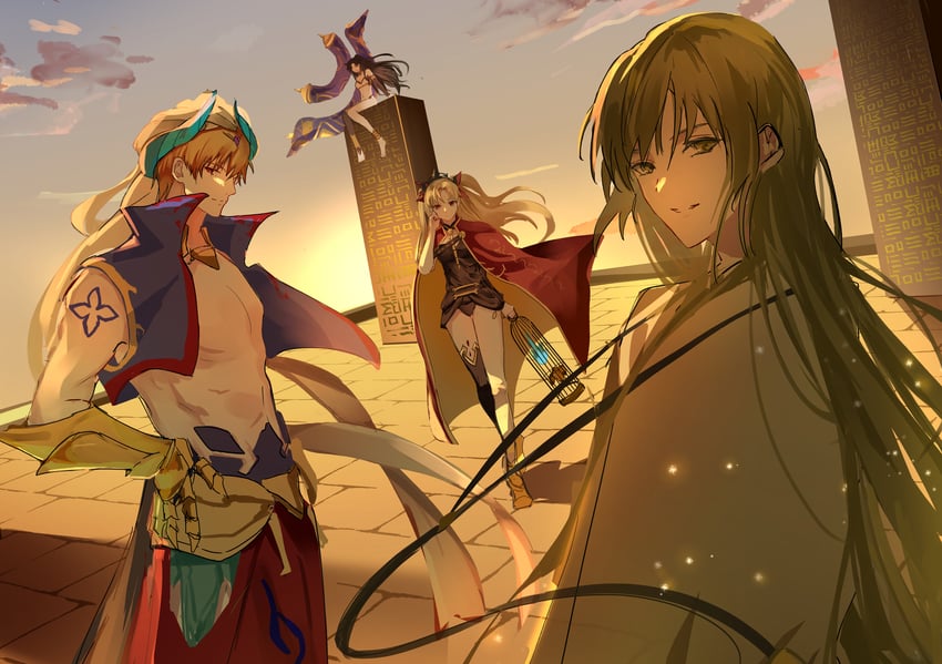 ereshkigal, ishtar, enkidu, and gilgamesh (fate and 1 more) drawn by ntk_jz