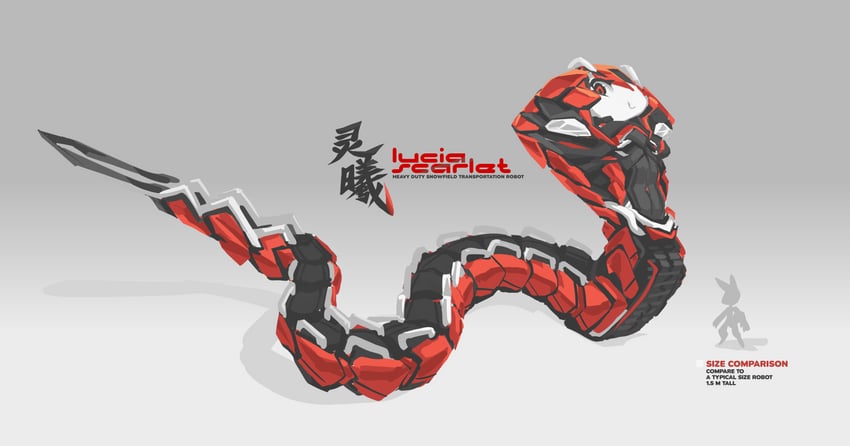 lucia the robot snake (original and 1 more) drawn by tyson_tan