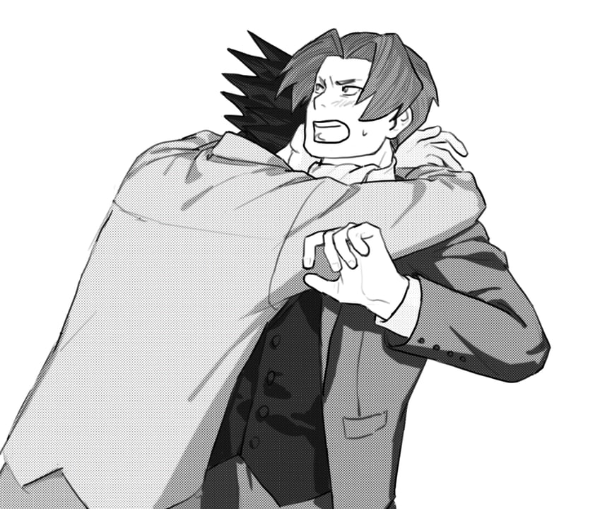 phoenix wright and miles edgeworth (ace attorney) drawn by godzillapigeon1
