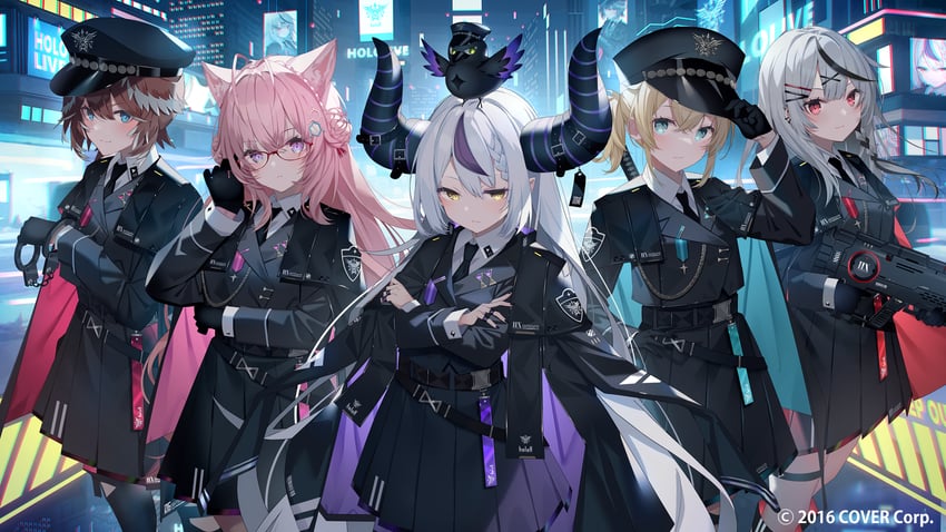 sakamata chloe, la+ darknesss, hakui koyori, kazama iroha, takane lui, and 1 more (hololive) drawn by ishihara_(kuniyoshi)