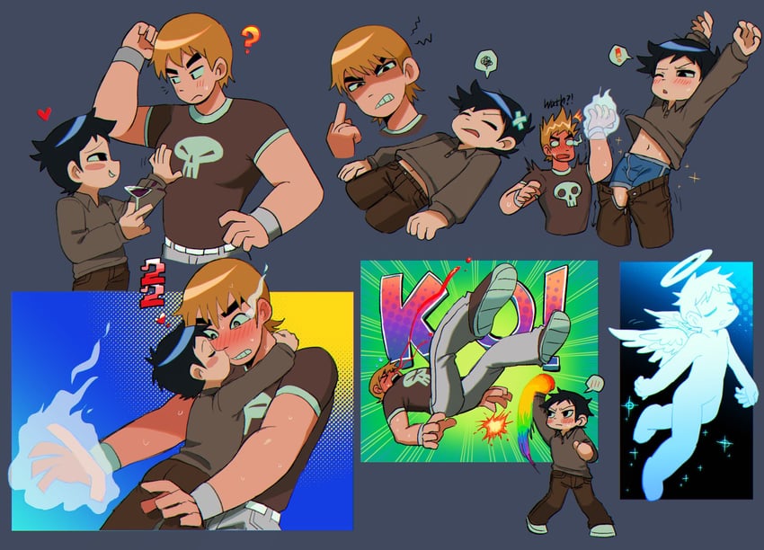wallace wells and todd ingram (scott pilgrim and 1 more) drawn by guruo_(gur_sp)
