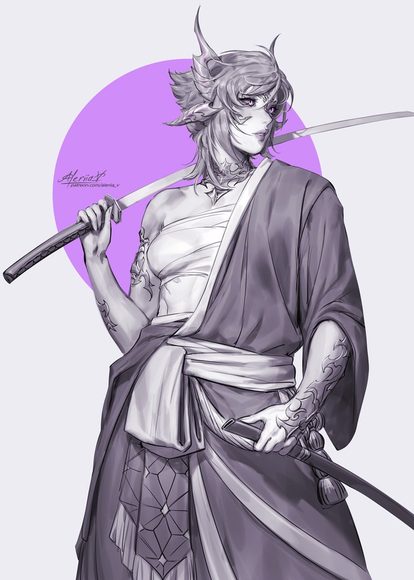 warrior of light (final fantasy and 1 more) drawn by aleriia_v