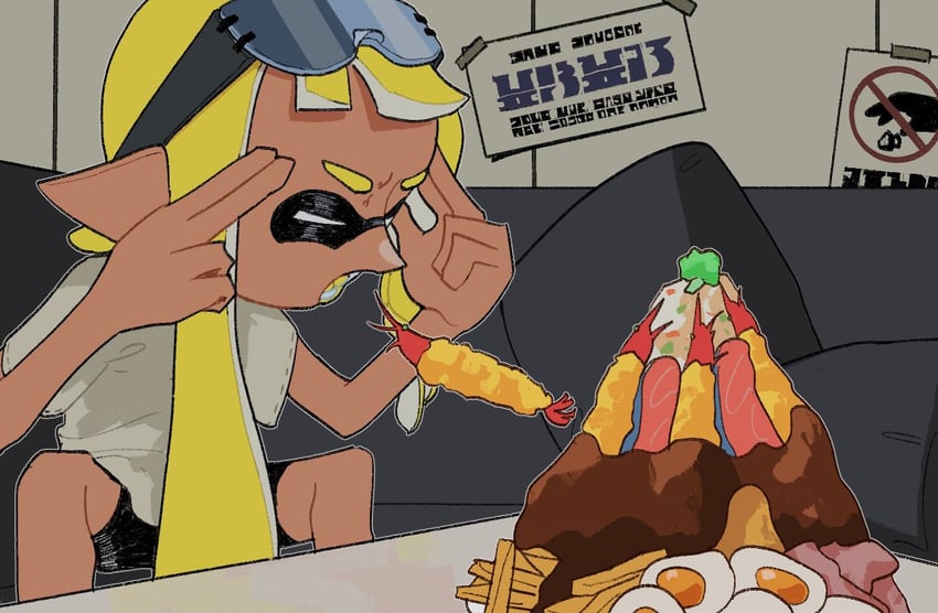 inkling player character and inkling girl (splatoon and 1 more) drawn by hyper_chikuwabu
