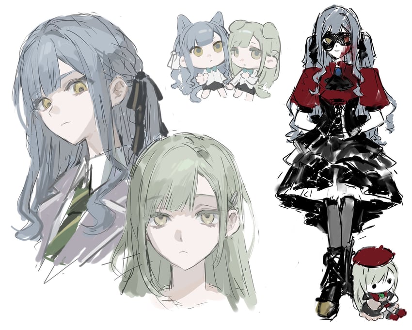 togawa sakiko, wakaba mutsumi, mortis, and oblivionis (bang dream! and 1 more) drawn by kuukip