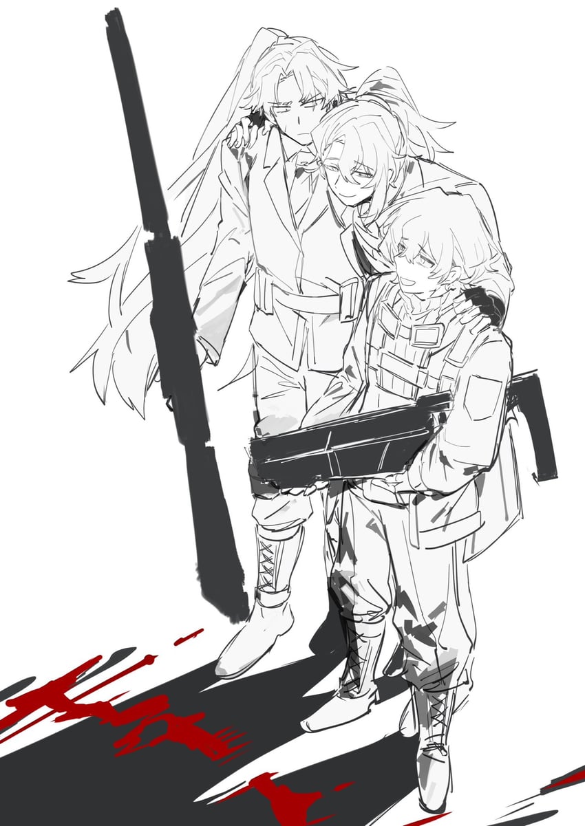 sinclair, hong lu, and heathcliff (project moon and 1 more) drawn by itokenaikei