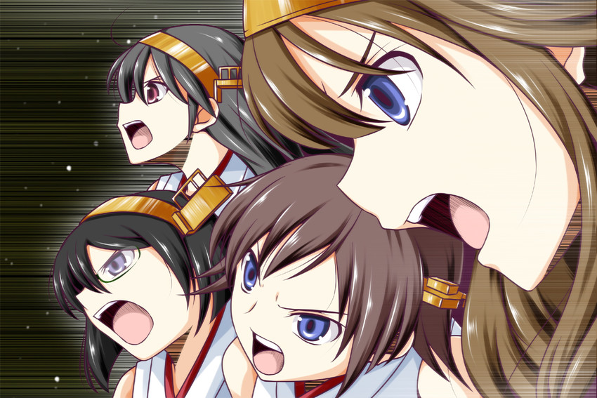kongou, haruna, hiei, and kirishima (kantai collection) drawn by nishi_koutarou
