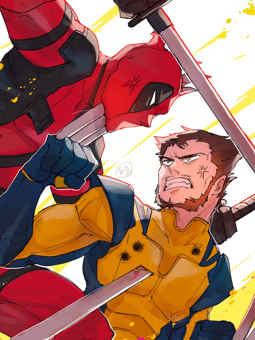wolverine and deadpool (marvel and 4 more) drawn by momoi_housuke
