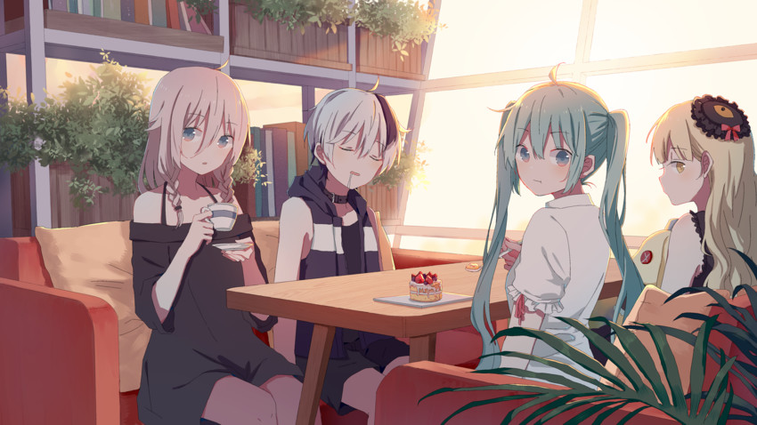 hatsune miku, ia, flower, mayu, and usano mimi (vocaloid) drawn by yumo_(mimengfeixue)