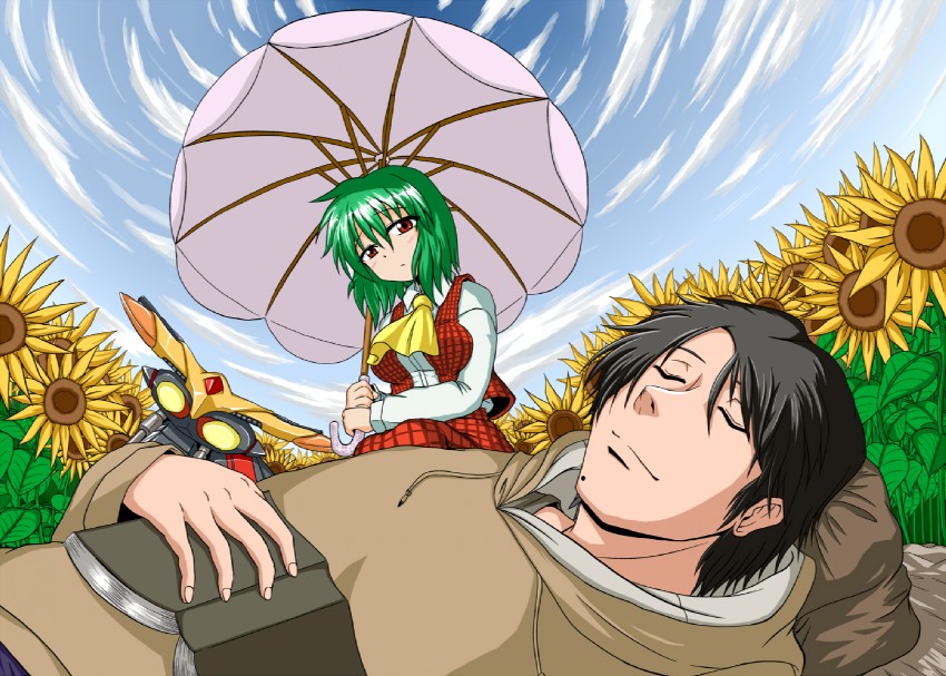 kazami yuuka and godai yuusuke (touhou and 2 more) drawn by tsukimi_(ryouiki_ridatsu)