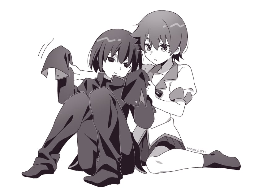 oshino ougi and kanbaru suruga (monogatari) drawn by manimani_(mani_ma)