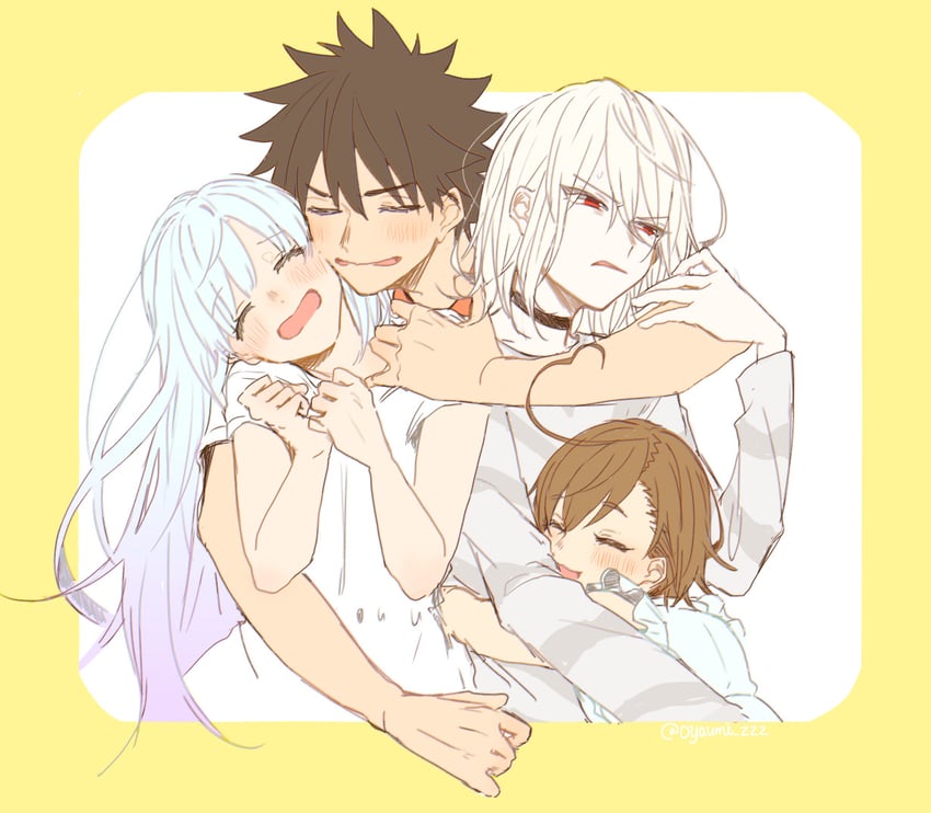 kamijou touma, accelerator, index, and last order (toaru majutsu no index) drawn by oyaumi_zzz
