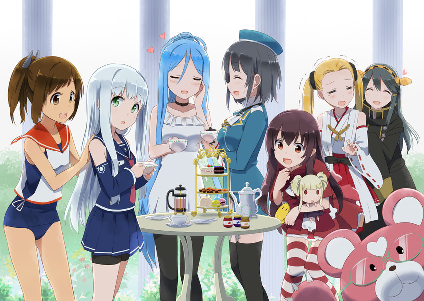i-401, kongou, takao, iona, haruna, and 3 more (kantai collection and 1 more) drawn by gotyou