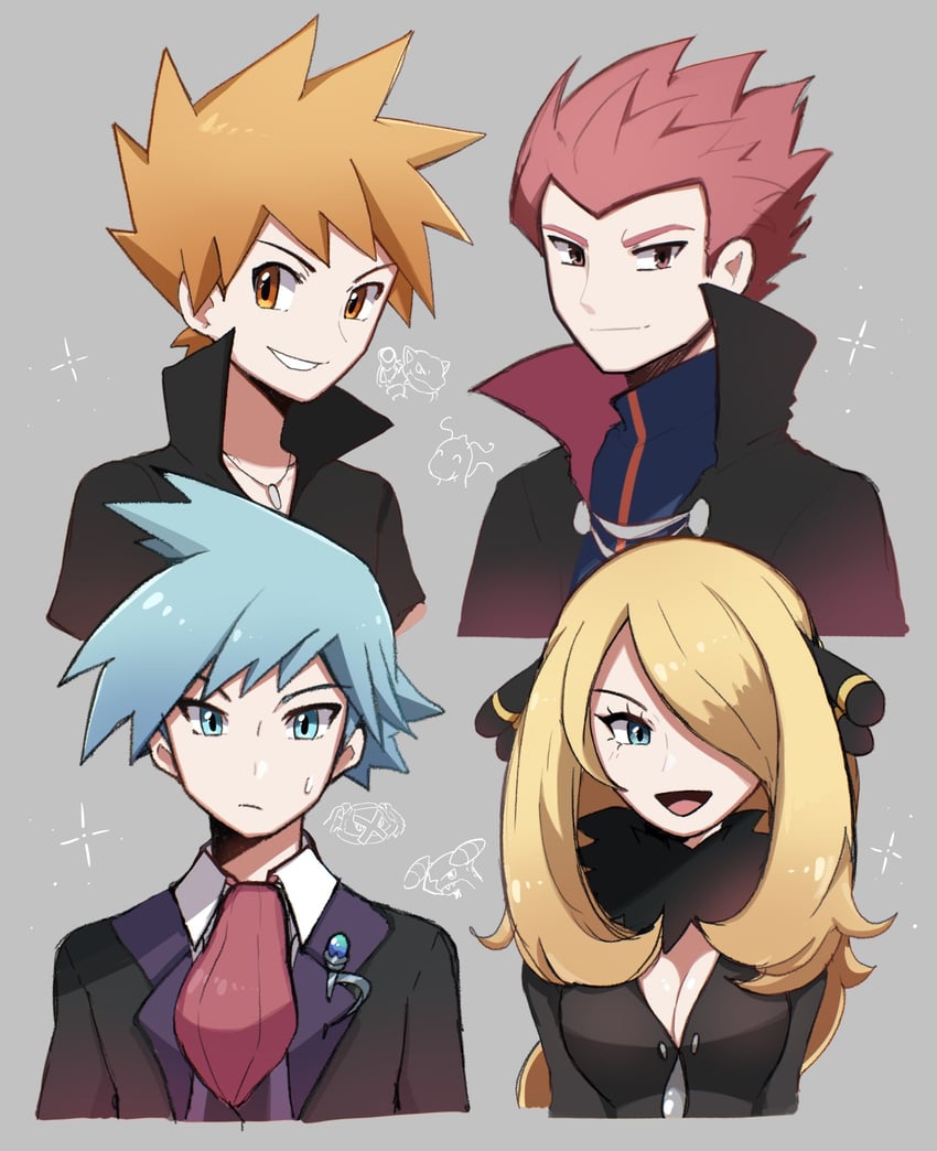 cynthia, blue oak, garchomp, steven stone, dragonite, and 3 more (pokemon and 4 more) drawn by touyarokii