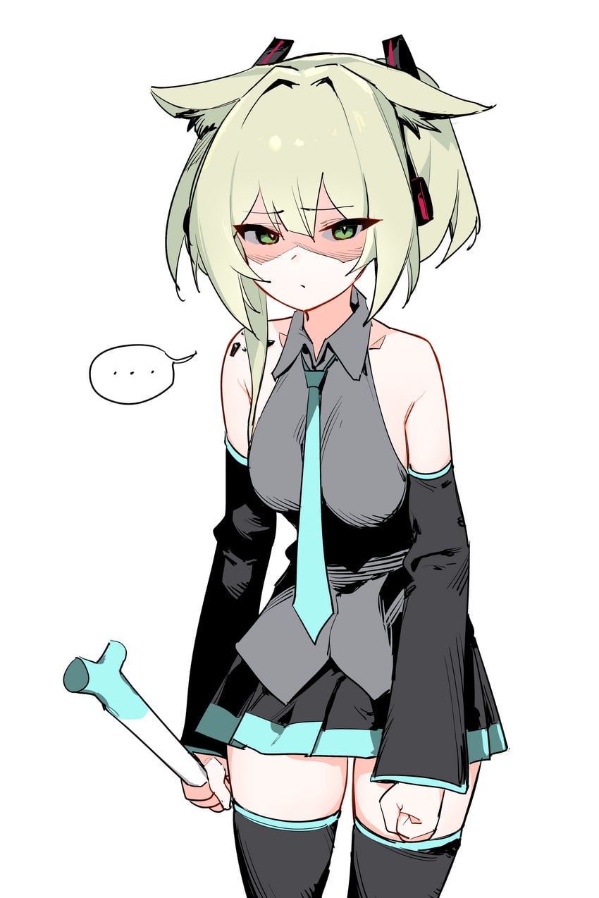 hatsune miku and kal'tsit (vocaloid and 1 more) drawn by kinbakuman