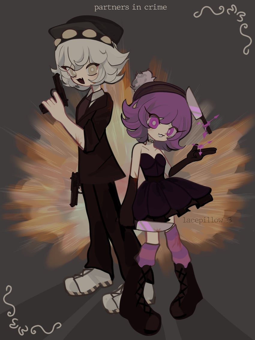 uzi and n (murder drones) drawn by lacepillow