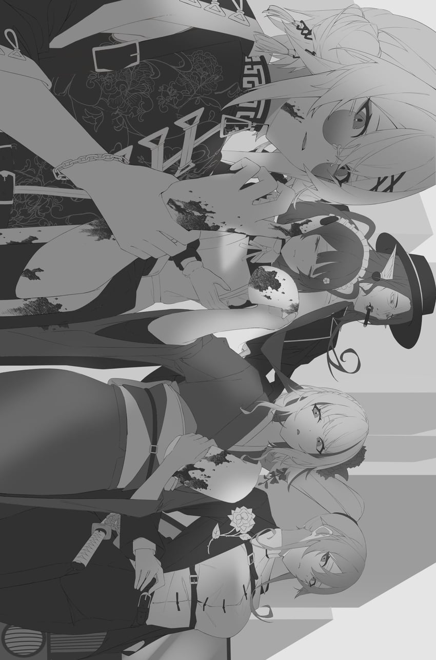 lize helesta, ange katrina, inui toko, furen e lustario, and hanabatake chaika (nijisanji) drawn by souryuu_kaede