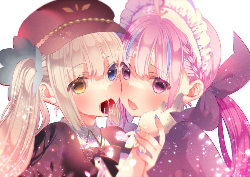 minato aqua and kagura mea (hololive and 1 more) drawn by moo_(umineko)