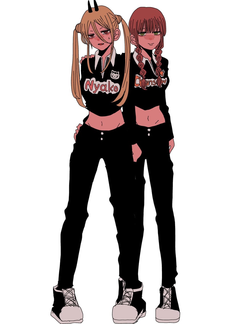 makima, power, pochita, and meowy (chainsaw man) drawn by yuzuha_takamura