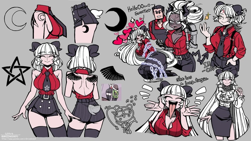 justice, helltaker, and baphomet (original and 1 more) drawn by grizz