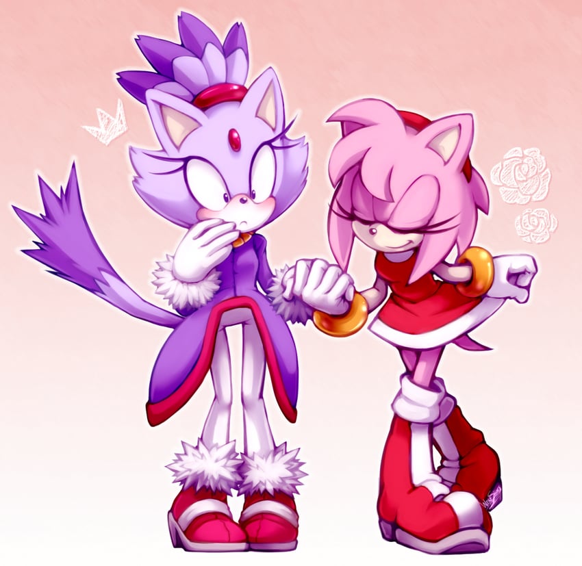 amy rose and blaze the cat (sonic) drawn by wereshoes