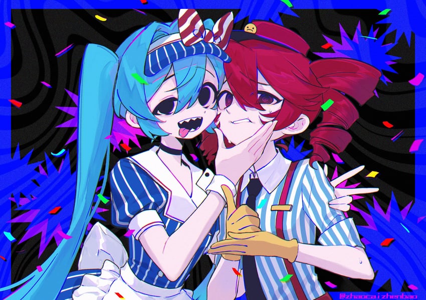 hatsune miku and kasane teto (vocaloid and 2 more) drawn by zzhenpotatochips