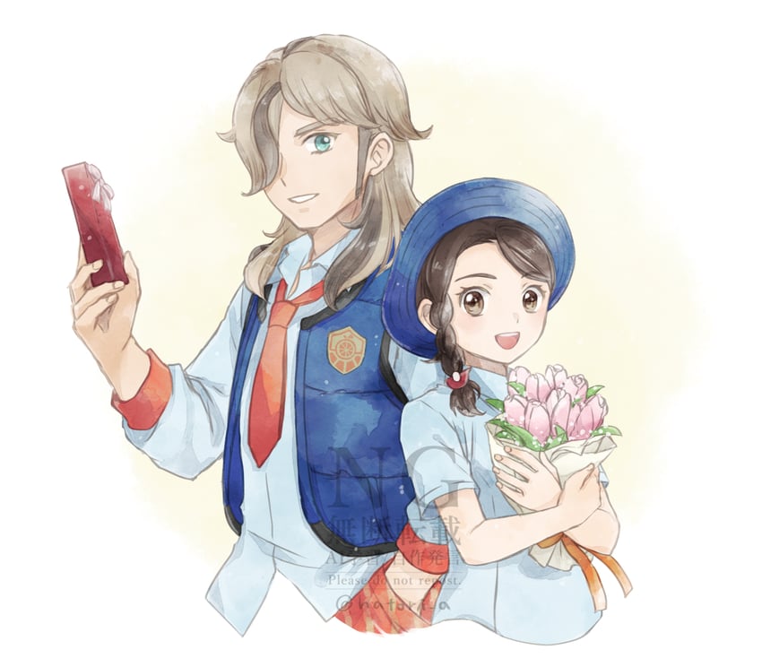 juliana and arven (pokemon and 1 more) drawn by hatori_a