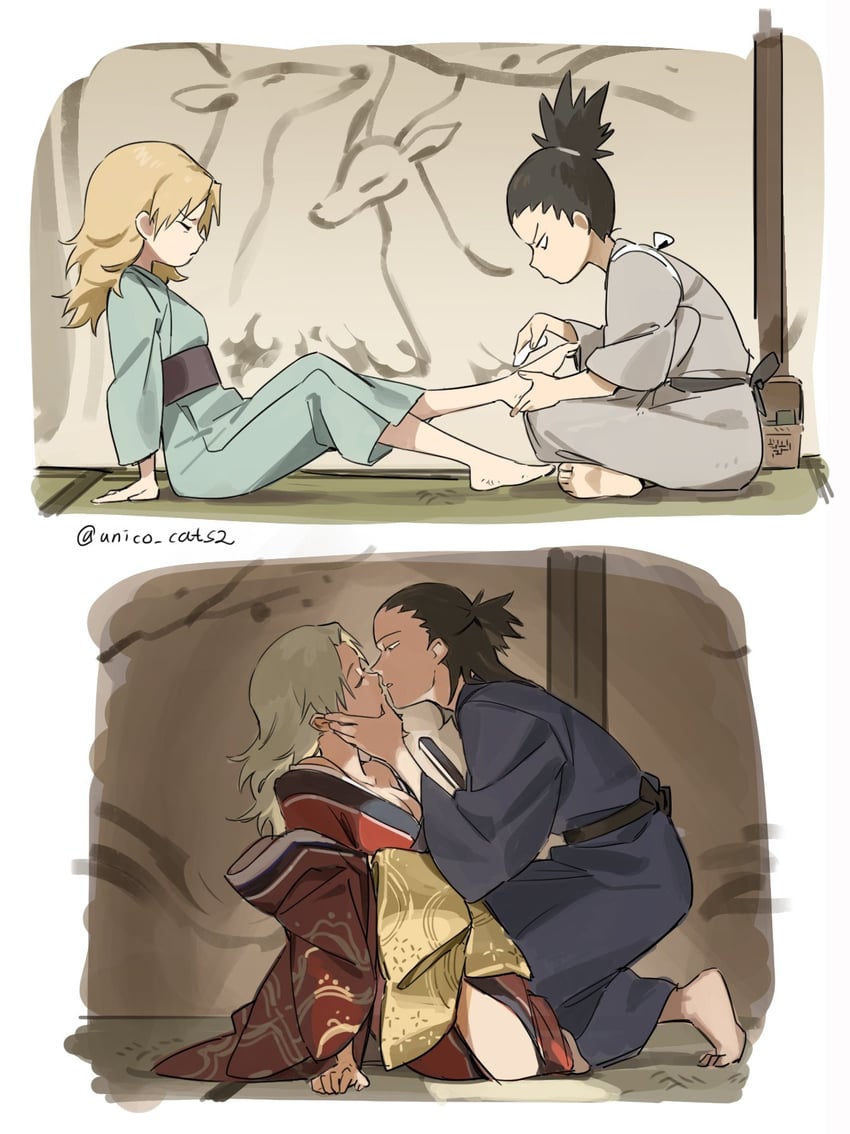 temari and nara shikamaru (naruto and 1 more) drawn by unico_cats2