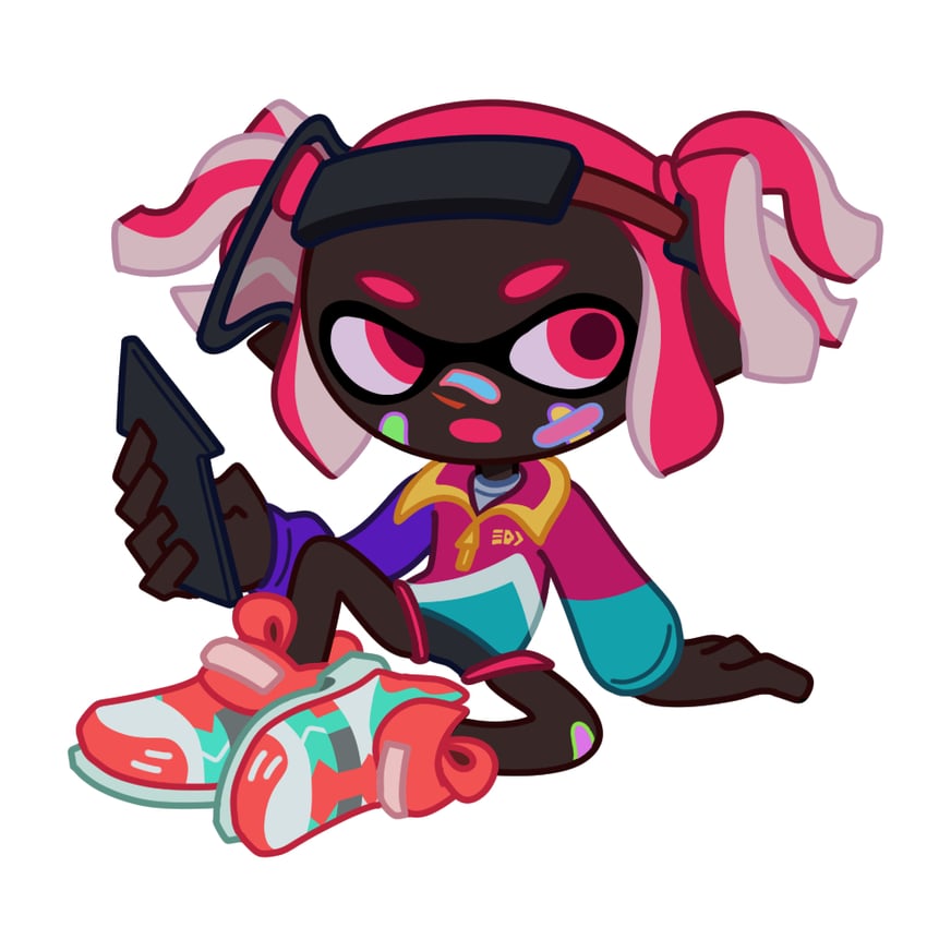 inkling player character and inkling girl (splatoon) drawn by hyper_chikuwabu