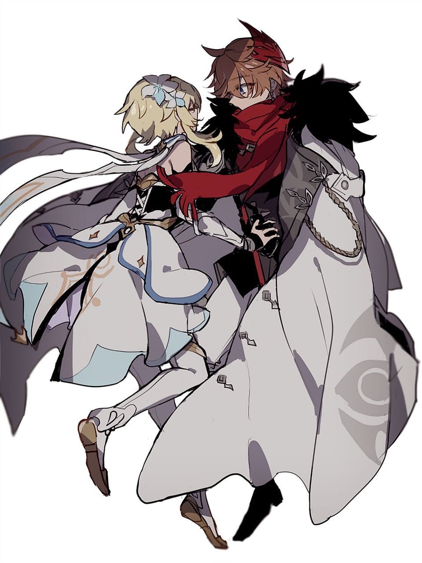 lumine and tartaglia (genshin impact) drawn by ra_suya