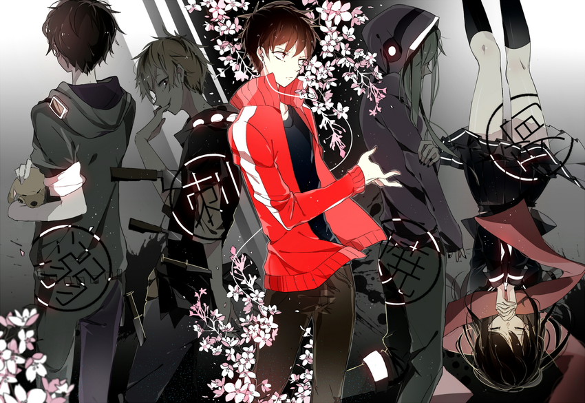 tateyama ayano, kisaragi shintarou, kido tsubomi, kano shuuya, and seto kousuke (kagerou project) drawn by rmm