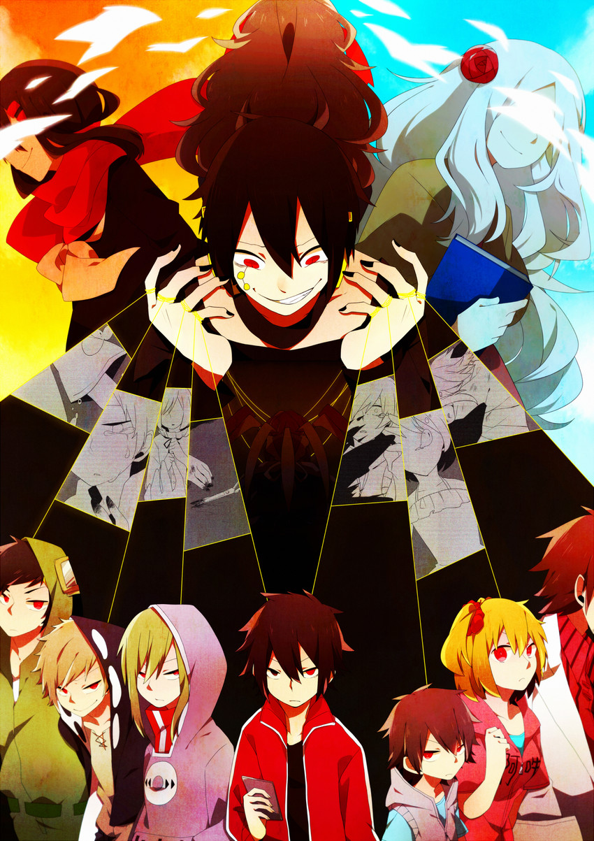 tateyama ayano, kozakura marry, kisaragi shintarou, kido tsubomi, kano shuuya, and 8 more (kagerou project) drawn by ponita