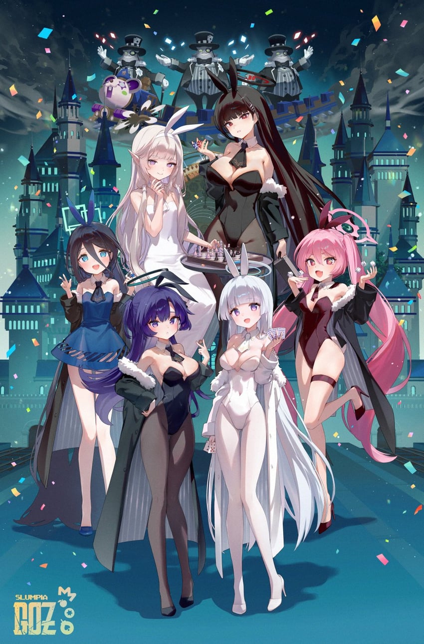 yuuka, rio, aris, noa, himari, and 2 more (blue archive) drawn by ainy