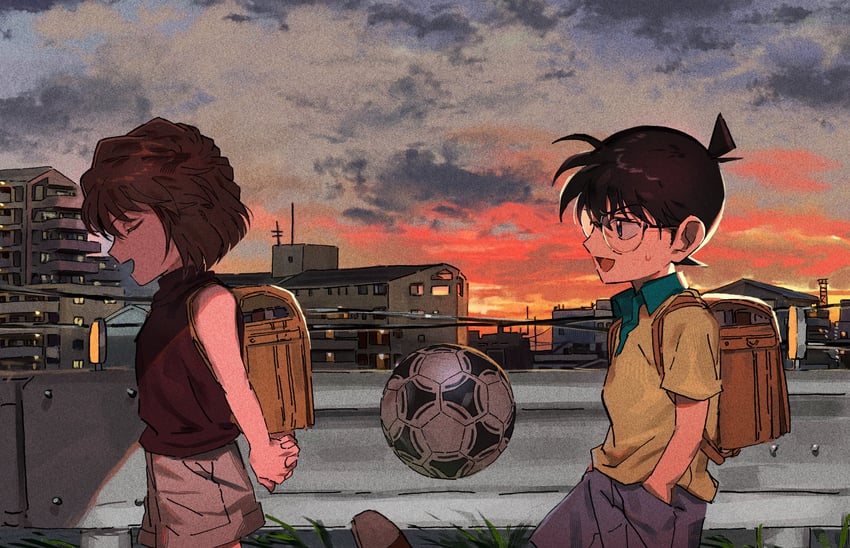 edogawa conan and haibara ai (meitantei conan) drawn by segami