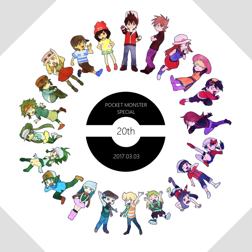 dawn, may, rosa, hilda, red, and 16 more (pokemon and 1 more) drawn by oikawa_(maa_0124)