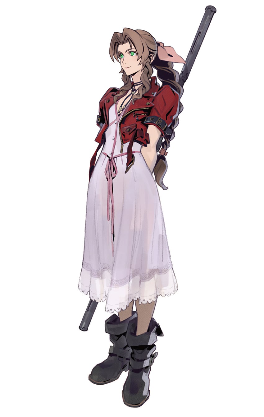 aerith gainsborough (final fantasy and 2 more) drawn by fujise_lisa