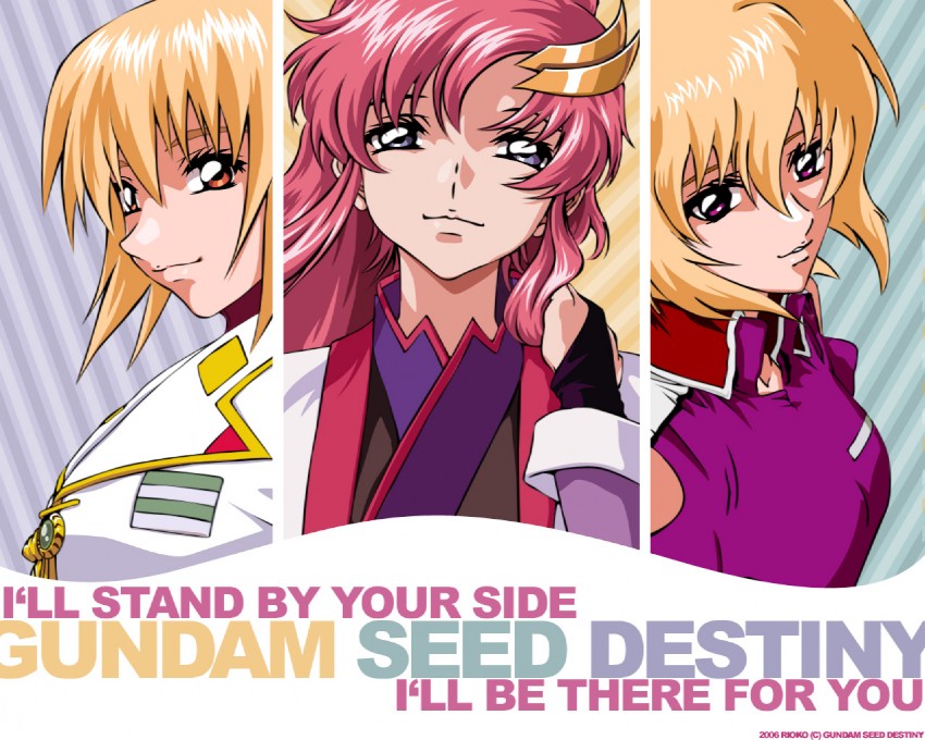 cagalli yula athha, lacus clyne, and stellar loussier (gundam and 2 more)