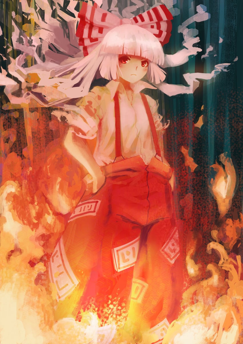 fujiwara no mokou (touhou) drawn by joaoloss4