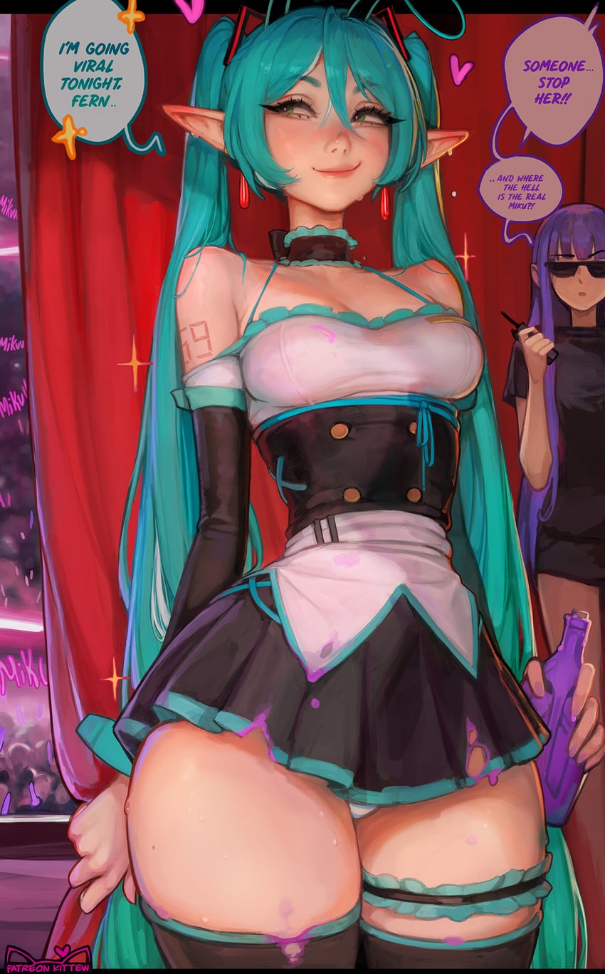 hatsune miku, frieren, and fern (vocaloid and 1 more) drawn by kittew