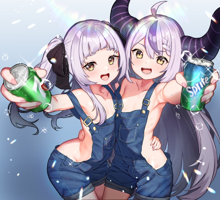 la+ darknesss and murasaki shion (hololive and 1 more) drawn by dongchuan
