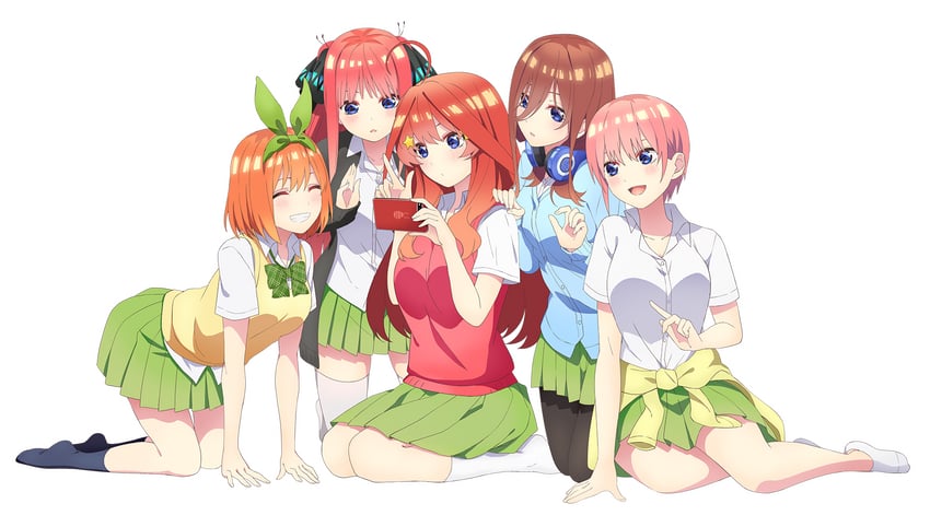 nakano nino, nakano miku, nakano yotsuba, nakano itsuki, and nakano ichika (go-toubun no hanayome)