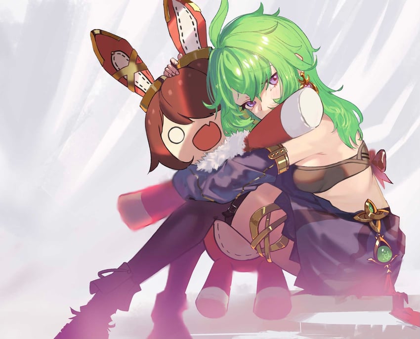 collei and baron bunny (genshin impact) drawn by nicporim