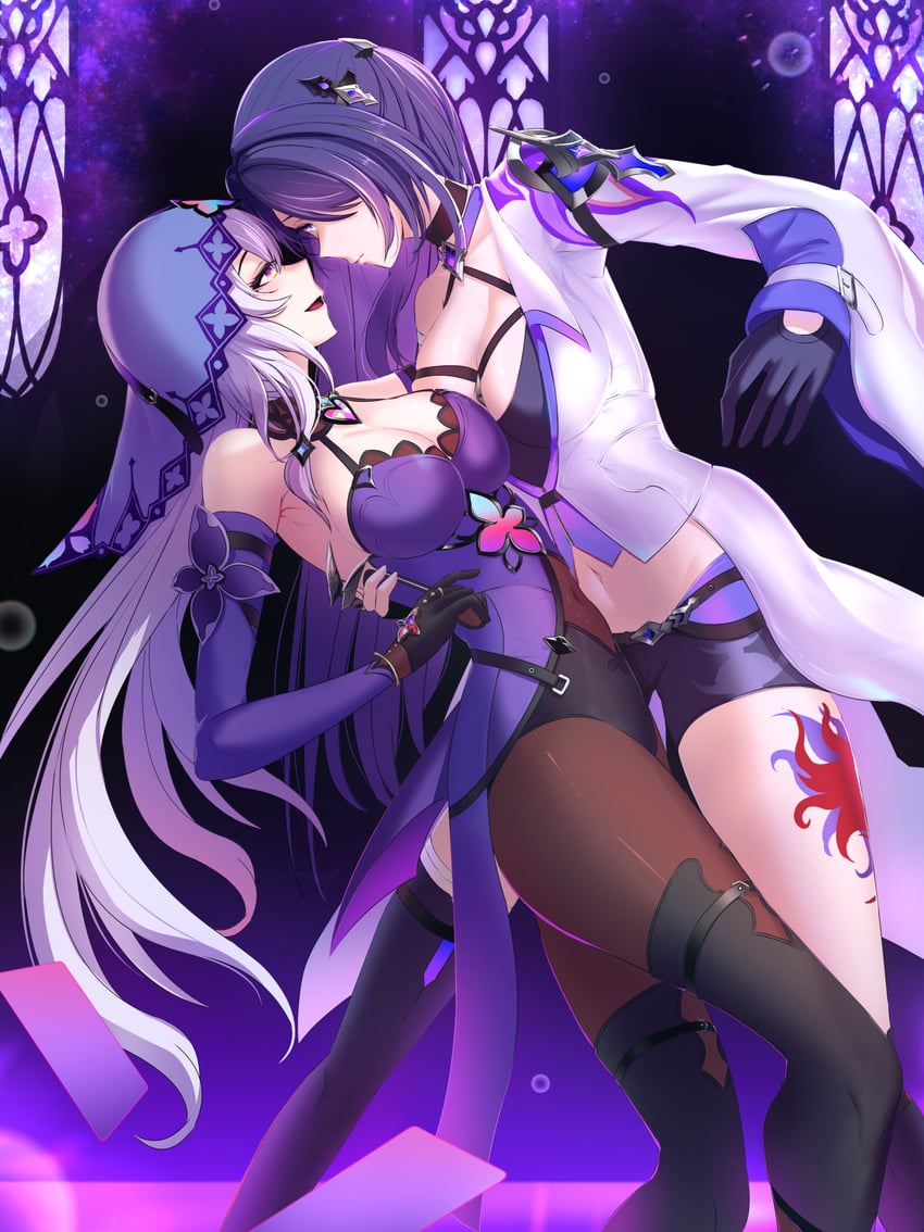 acheron and black swan (honkai and 1 more) drawn by mikamino96