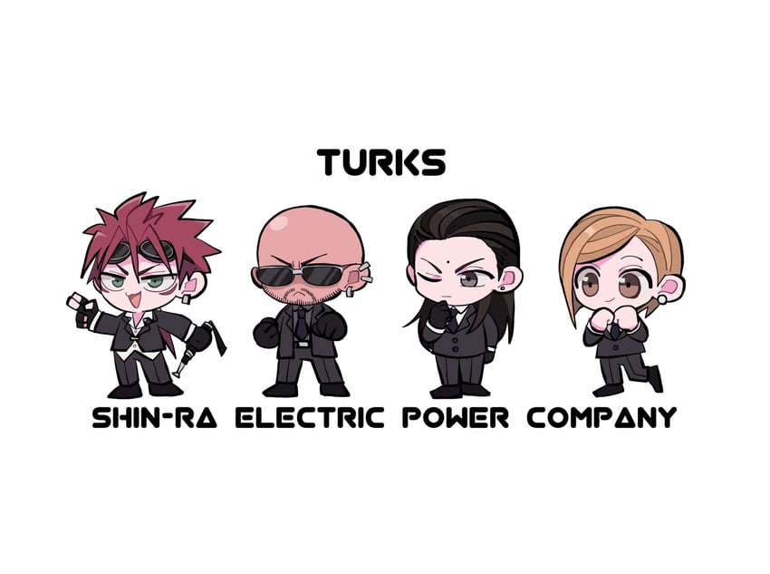 reno, tseng, rude, and elena (final fantasy and 1 more) drawn by ttnoooo