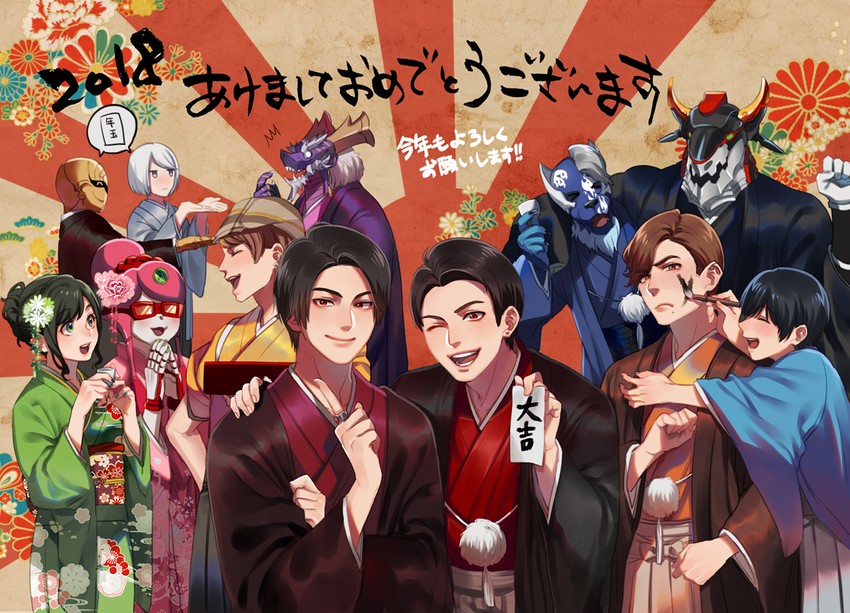 hammie, raptor 283, lucky, naga ray, shou ronpo, and 7 more (super sentai and 1 more) drawn by noriuma