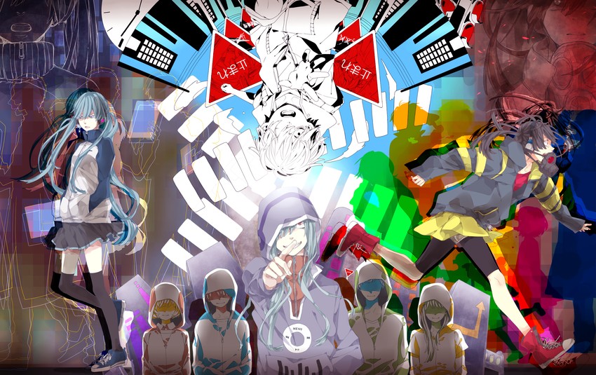 kozakura marry, kisaragi shintarou, kido tsubomi, ene, seto kousuke, and 3 more (vocaloid and 5 more) drawn by manda_(tyomesuke)